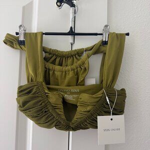 Divino Seas, Olive and Chartreuse Bikini, XS/M